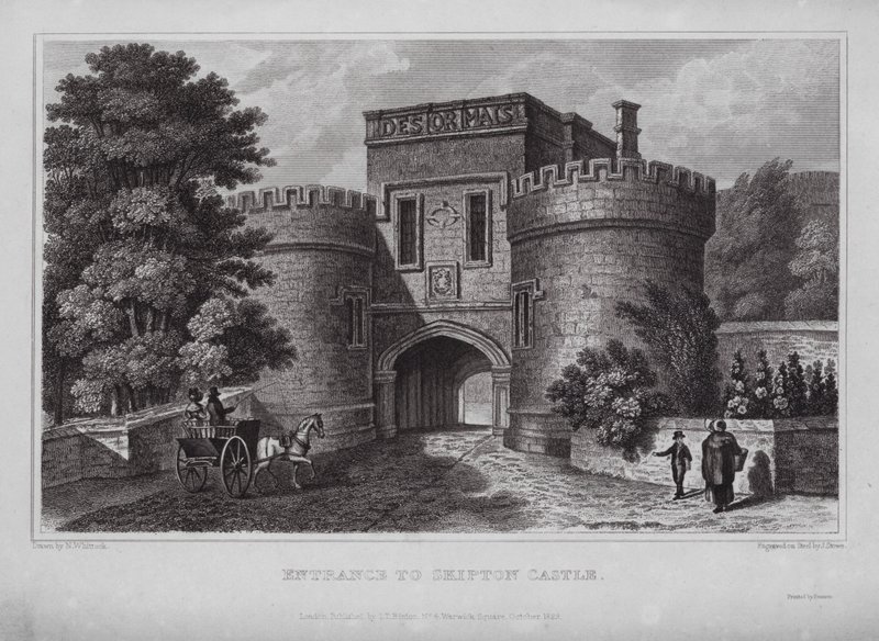 Ingresso al castello di Skipton da Nathaniel (after) Whittock