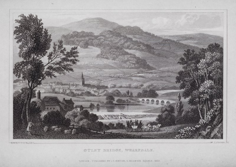Ponte di Otley, Wharfdale da Nathaniel (after) Whittock