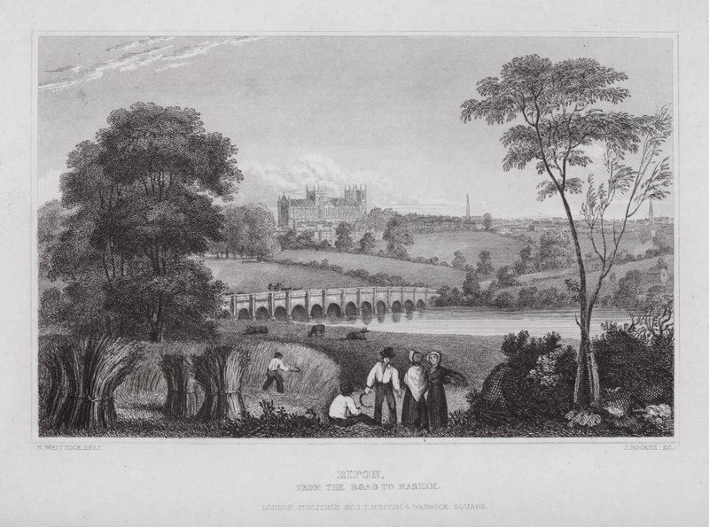 Ripon, dalla strada per Masham da Nathaniel (after) Whittock