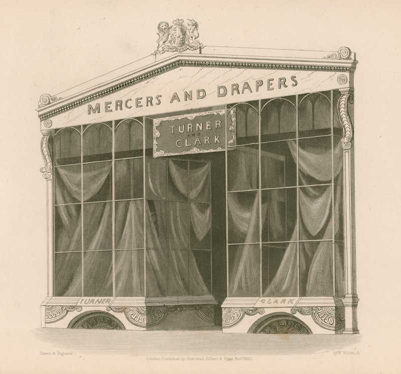 Negozio di Messrs Turner e Clark, Mercers e Drapers, Coventry Street, Londra da Nathaniel Whittock