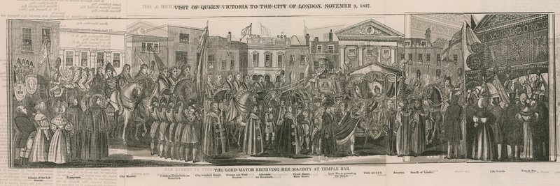 Il sindaco riceve Sua Maestà a Temple Bar da Nathaniel Whittock