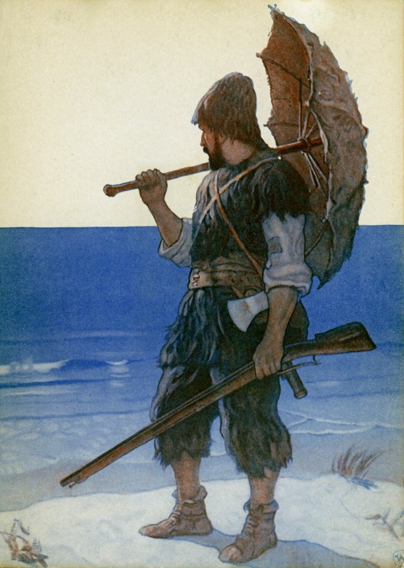 Illustrazione per Robinson Crusoe da Newell Convers (after) Wyeth