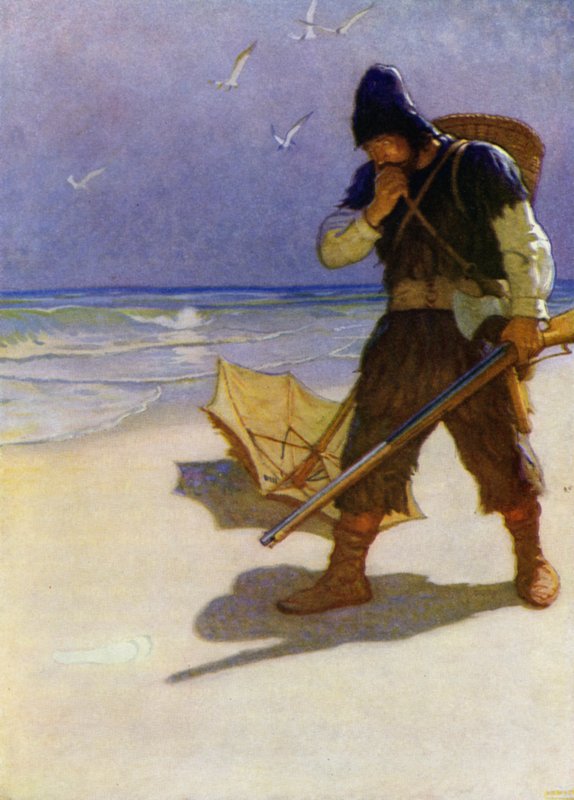 Illustrazione per Robinson Crusoe da Newell Convers (after) Wyeth