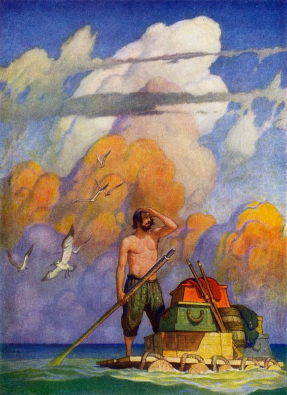 Illustrazione per Robinson Crusoe da Newell Convers (after) Wyeth