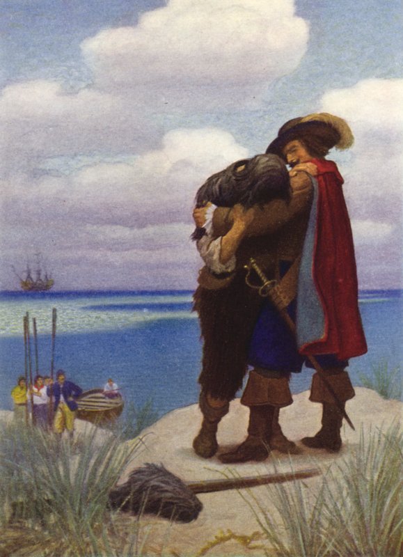 Illustrazione per Robinson Crusoe (litografia a colori) da Newell Convers (after) Wyeth