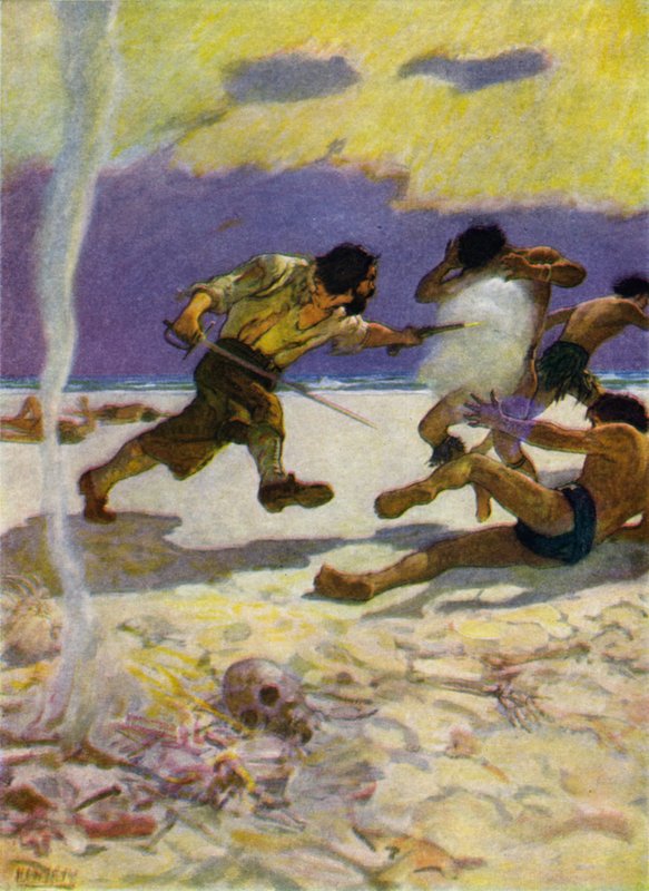 Illustrazione per Robinson Crusoe da Newell Convers (after) Wyeth