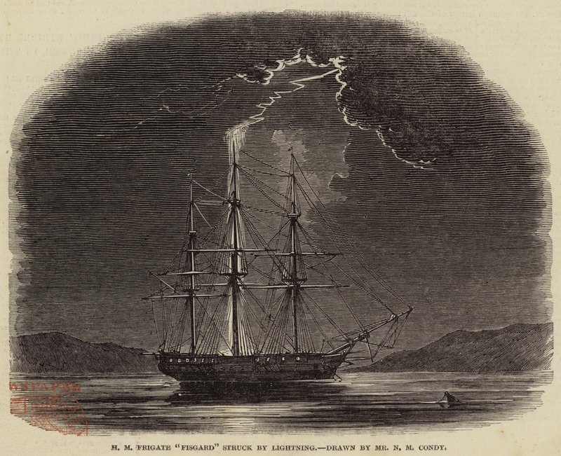 La fregata H M Fisgard colpita da un fulmine da Nicholas Matthews Condy
