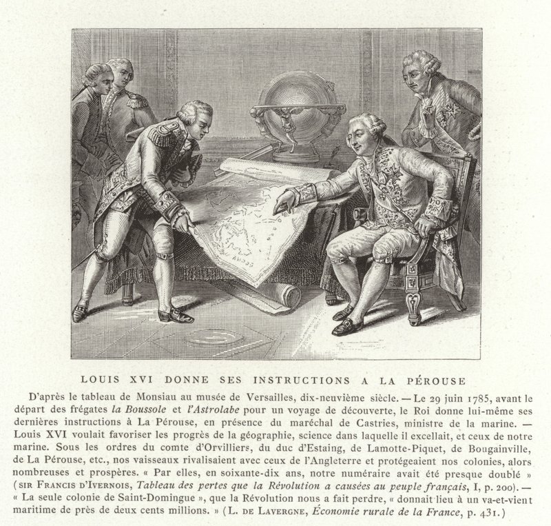 Luigi XVI di Francia dà le sue istruzioni al Conte de Laperouse, 1785 da Nicolas Andre Monsiau