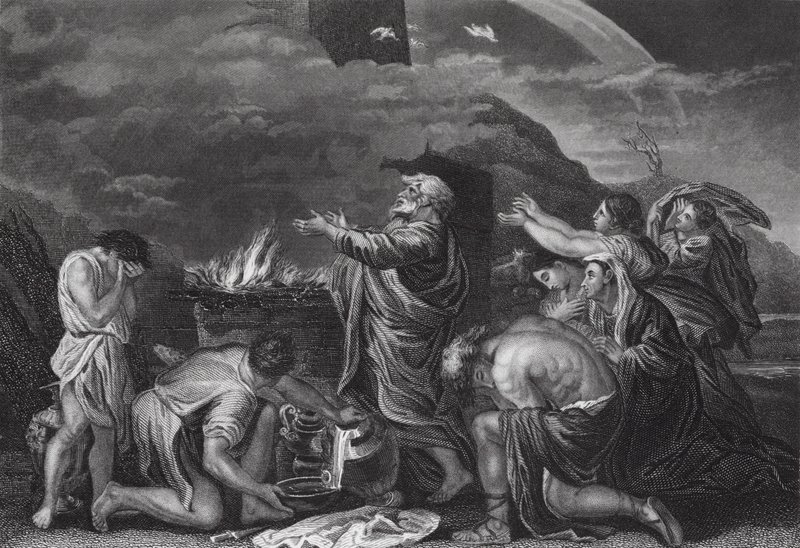 Il sacrificio di Noè, Genesi, cap. 8, v. 20 da Nicolas (after) Poussin
