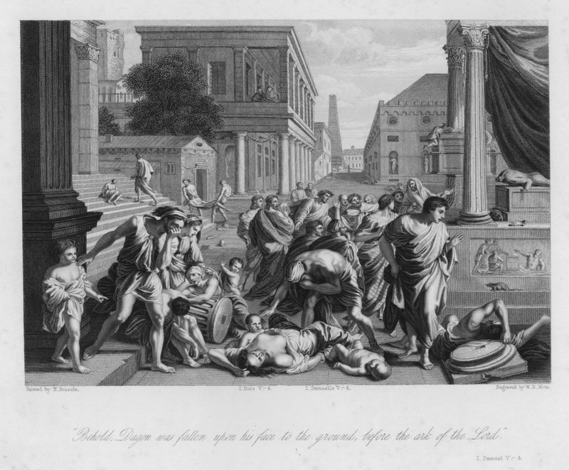 La Caduta di Dagon, I Samuele V, 4 da Nicolas (after) Poussin