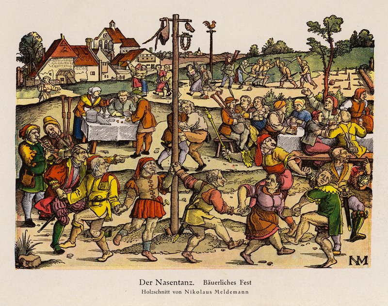 La danza del naso a una festa rurale da Nicolaus Meldemann