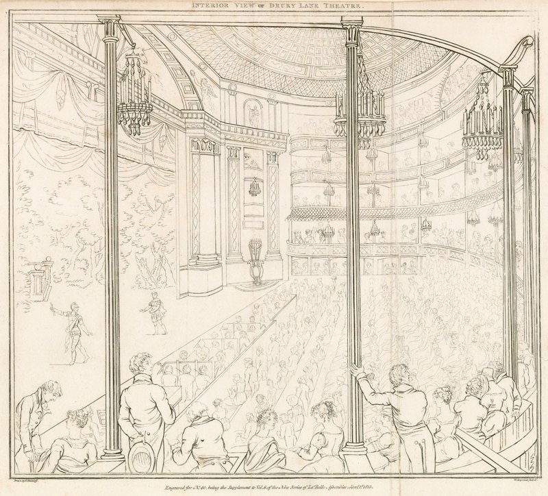 Vista interna del Drury Lane Theatre, Londra da Nicolaus von Heideloff