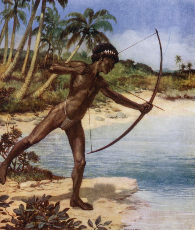 Arciere nativo che pesca, Isole Salomone britanniche da Norman Hardy