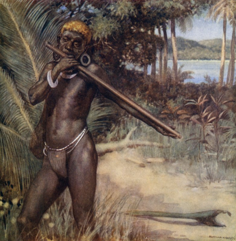 Indigeno delle Isole Salomone che suona l
