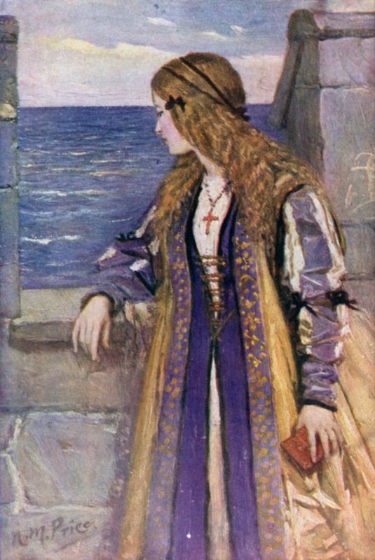 Clare sulle mura di Tantallon da Norman Mills (after) Price