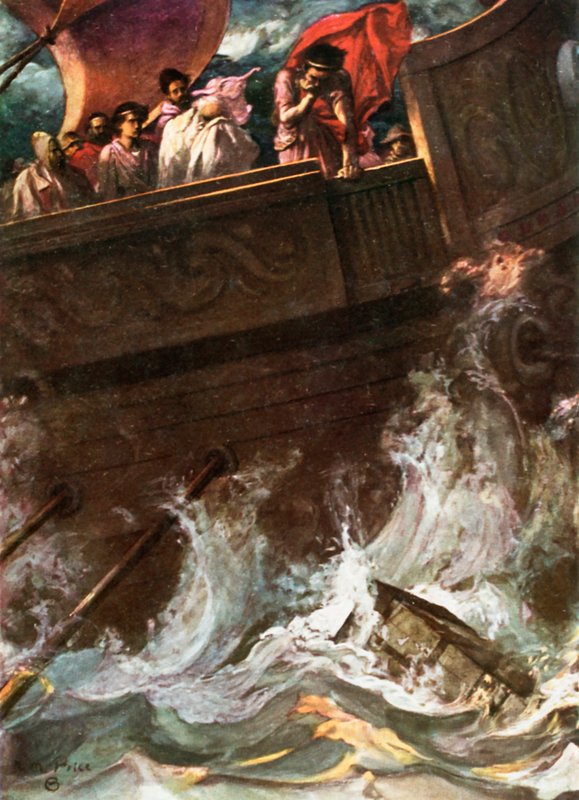 La regina gettata in mare. Pericle, principe di Tiro – Atto III, Scena 1, c.1925 da Norman Mills Price