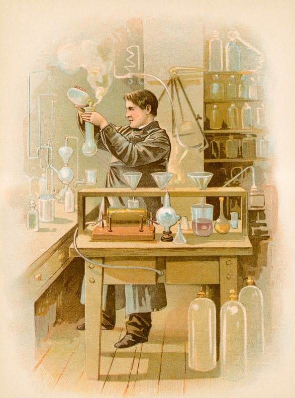 Thomas Edison nel suo laboratorio da North American