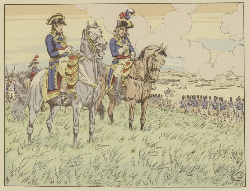 Napoleone e il Generale Louis Desaix alla Battaglia di Marengo, 24 giugno 1800 da Onfray de Breville Job