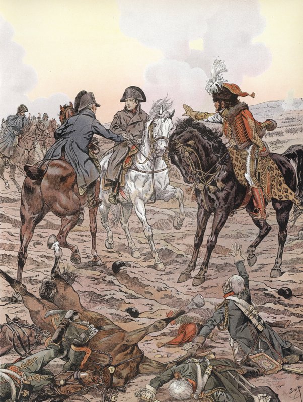 Napoleone durante la Battaglia di Austerlitz da Onfray de Breville Job