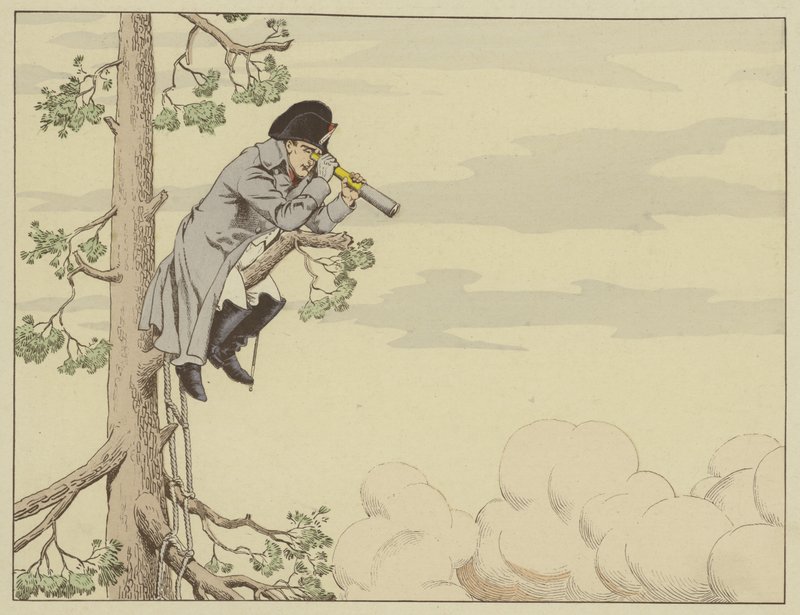 Napoleone osserva la battaglia di Aspern-Essling dalla cima di un albero sull