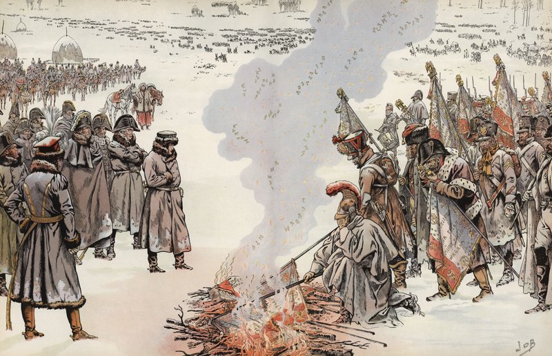 Campagna russa di Napoleone, bruciando gli stendardi, 23 novembre 1812 da Onfray de Breville Job