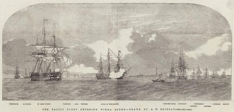 La flotta baltica entra nel Winga Sound da Oswald Walters Brierly