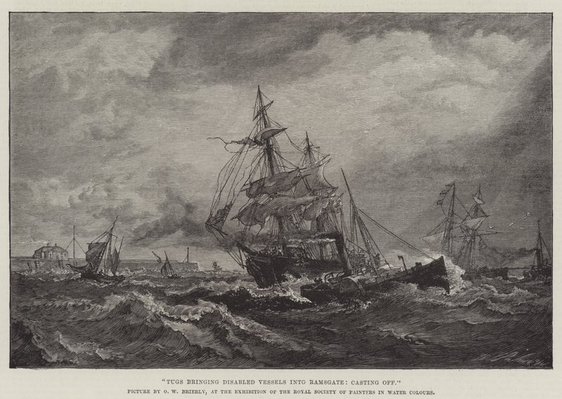 Rimorchiatori che portano navi disabili a Ramsgate da Oswald Walters Brierly