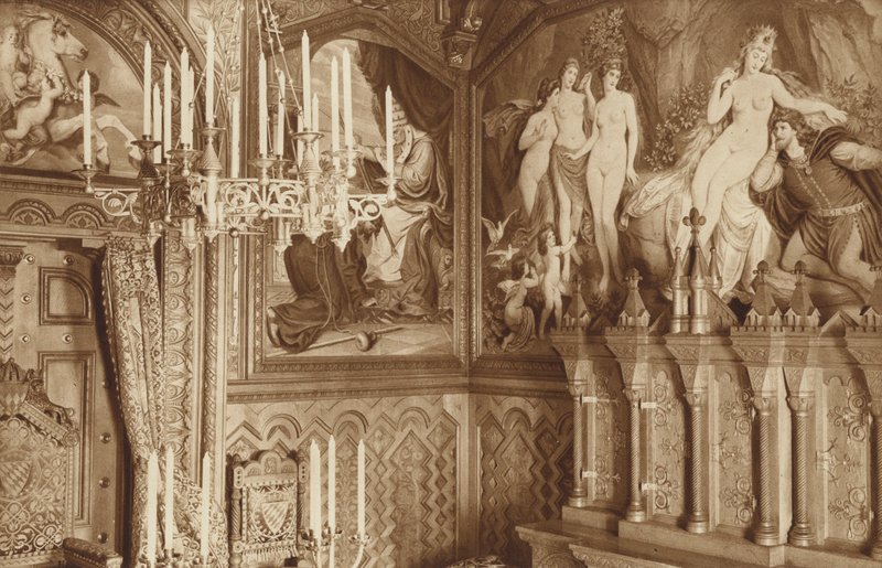 Castello di Neuschwanstein del re bavarese, studio, immagini della leggenda di Tannhäuser da Otto Ballerstedt
