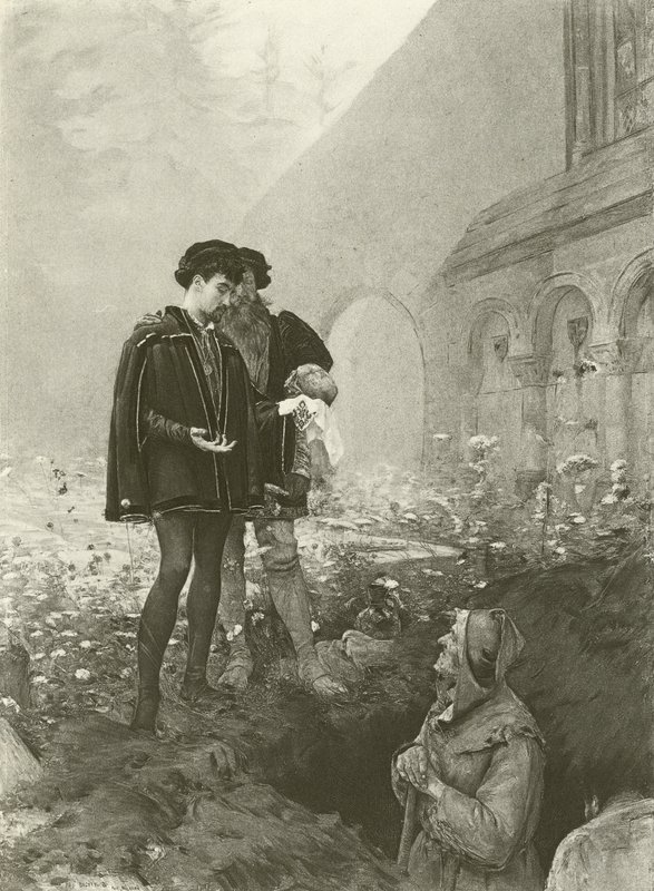 Amleto e il becchino (incisione) da Pascal Adolphe Jean Dagnan Bouveret