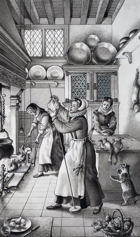 Cucina del XVI secolo da Pat (1907-95) Nicolle