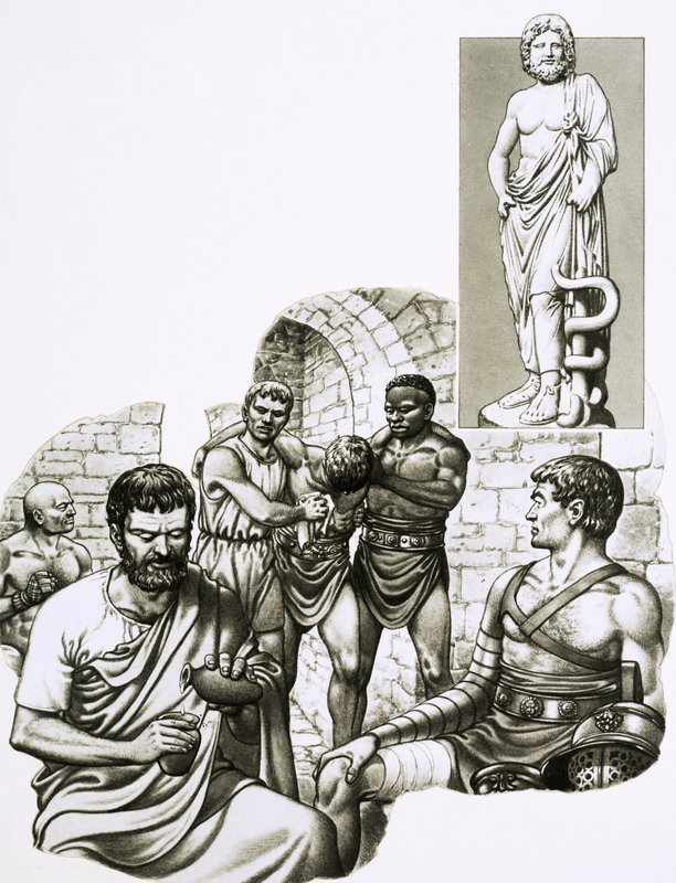 Un medico ai giochi gladiatori ricuce i sopravvissuti da Pat (1907-95) Nicolle
