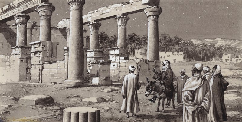 Un tempio in rovina in Egitto (gouache su carta) da Pat (1907-95) Nicolle