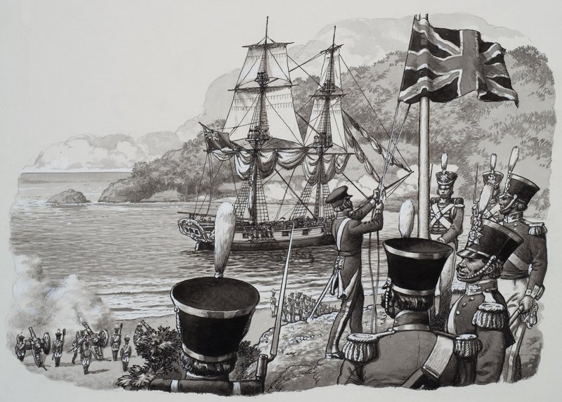 Arrivo in Australia occidentale il 21 gennaio 1827 (gouache su carta) da Pat (1907 95) Nicolle