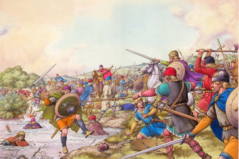 Battaglia di Winwaed (gouache su carta) da Pat (1907-95) Nicolle