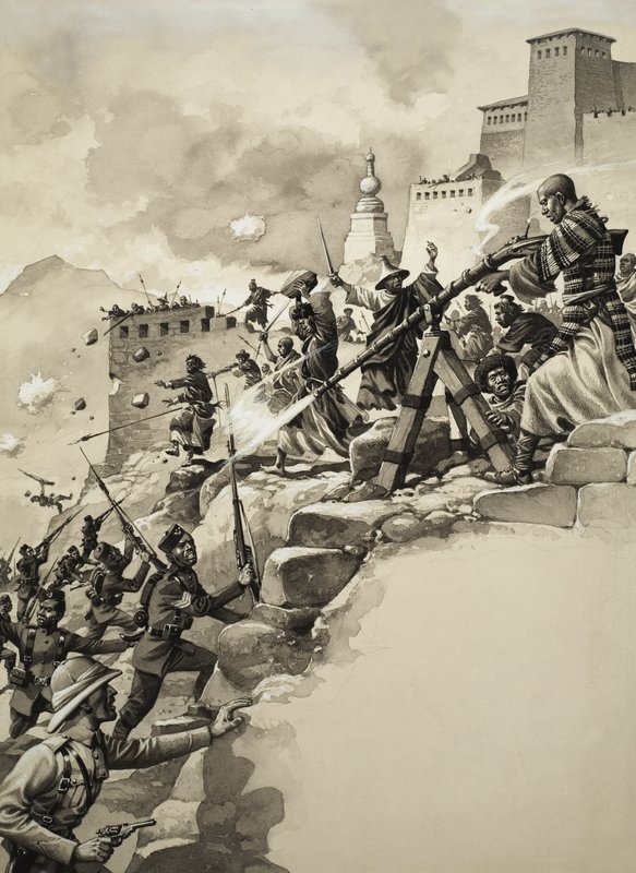 Assalto finale al Tibet (gouache su carta) da Pat (1907-95) Nicolle