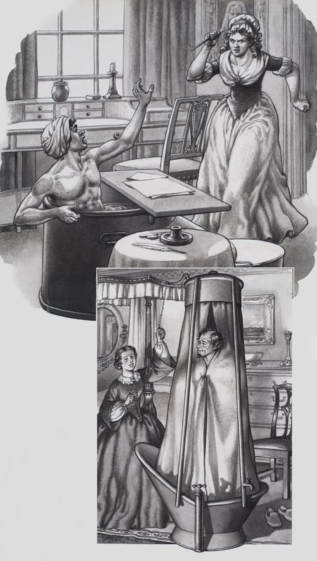 Jean Paul Marat (1743-93) e Disraeli (1804-81) (gouache su carta) da Pat (1907-95) Nicolle