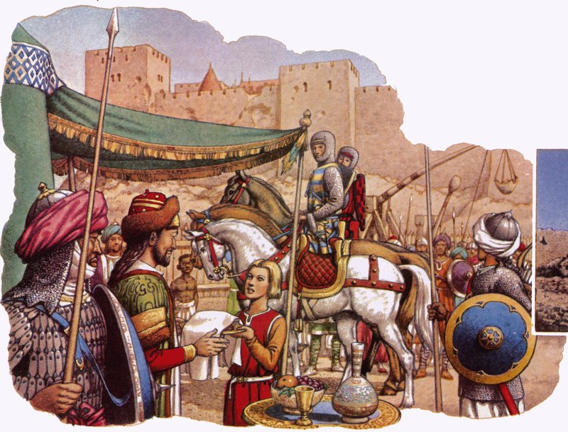 Il Saladino sconfigge il castello di Kerak da Pat (1907-95) Nicolle