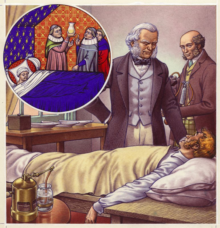 Scene di storia della medicina (gouache su carta) da Pat (1907-95) Nicolle