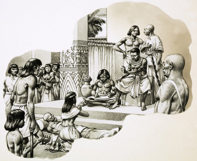 Il "buon medico" Imhotep dà consigli a un malato da Pat (1907 95) Nicolle