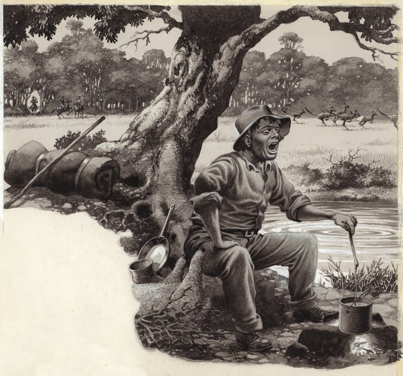 Un allegro scudiero (guazzo su carta) da Pat (1907-95) Nicolle