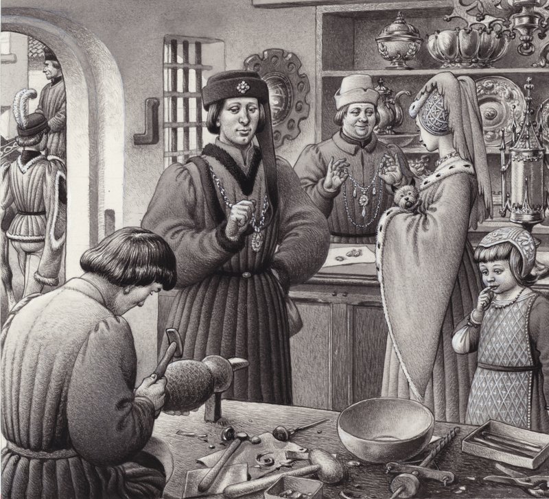 La bottega di un orafo nell