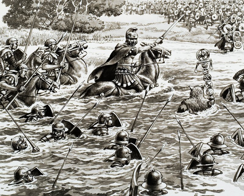 Le legioni di Cesare attraversano il Tamigi da Pat (1907 95) Nicolle