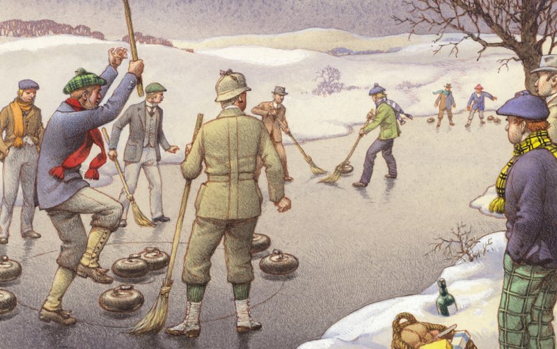 Curling in Scozia (gouache su carta) da Pat (1907 95) Nicolle