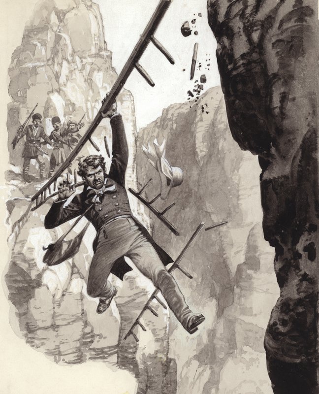 Henry Creswicke Rawlinson a Behistun (gouache su carta) da Pat (1907 95) Nicolle