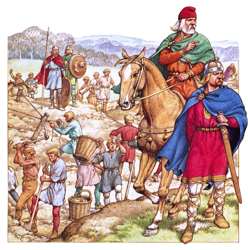 Re Offa, mentre osserva la costruzione della sua diga da Pat (1907 95) Nicolle