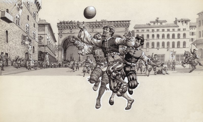 Giocare a calcio a Firenze (gouache su carta) da Pat (1907-95) Nicolle