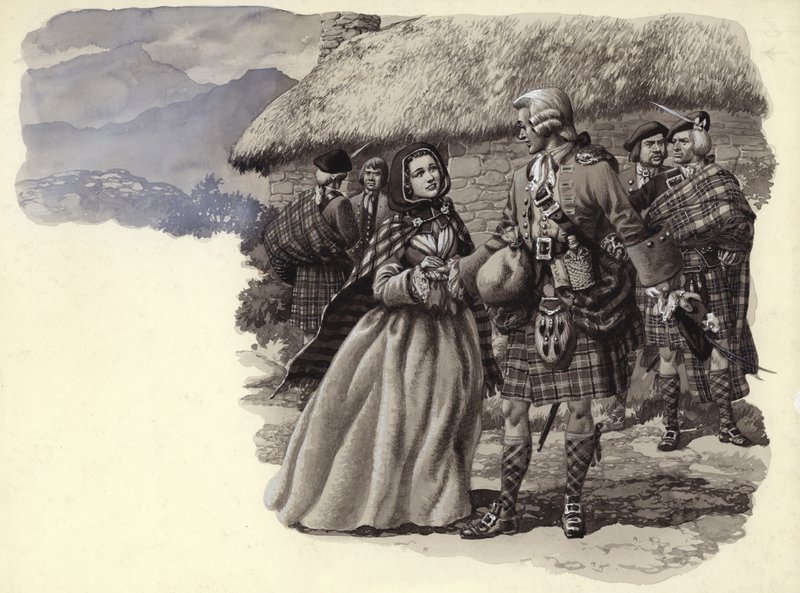 Il principe Carlo Stuart, il Giovane Pretendente, e Flora Macdonald (gouache su carta) da Pat (1907 95) Nicolle