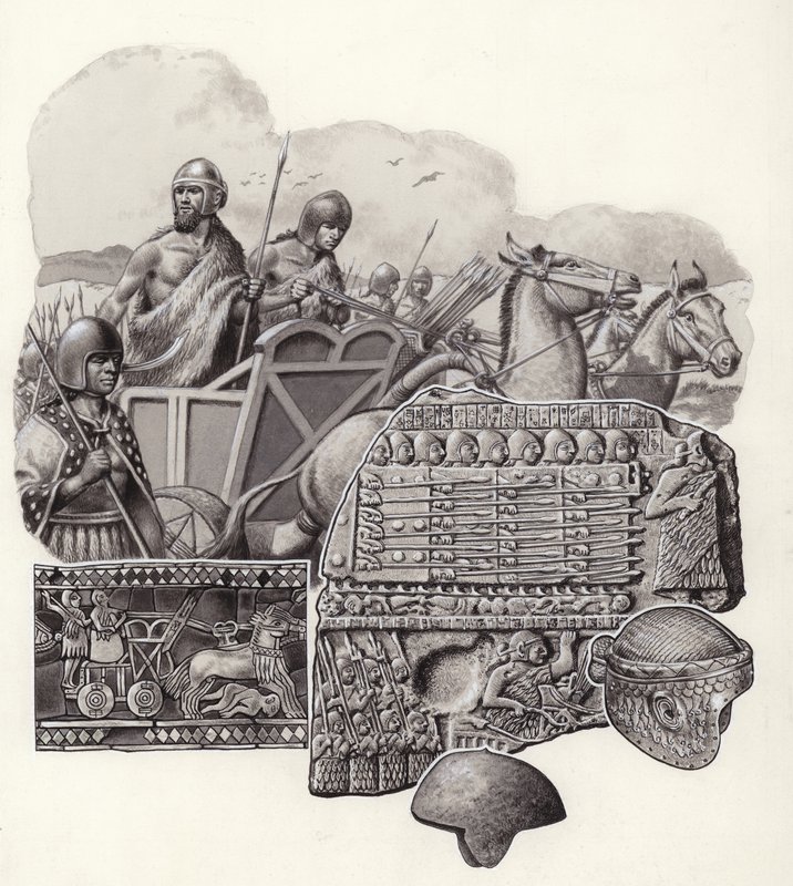Carro sumero trainato da asini selvatici (gouache su carta) da Pat (1907 95) Nicolle