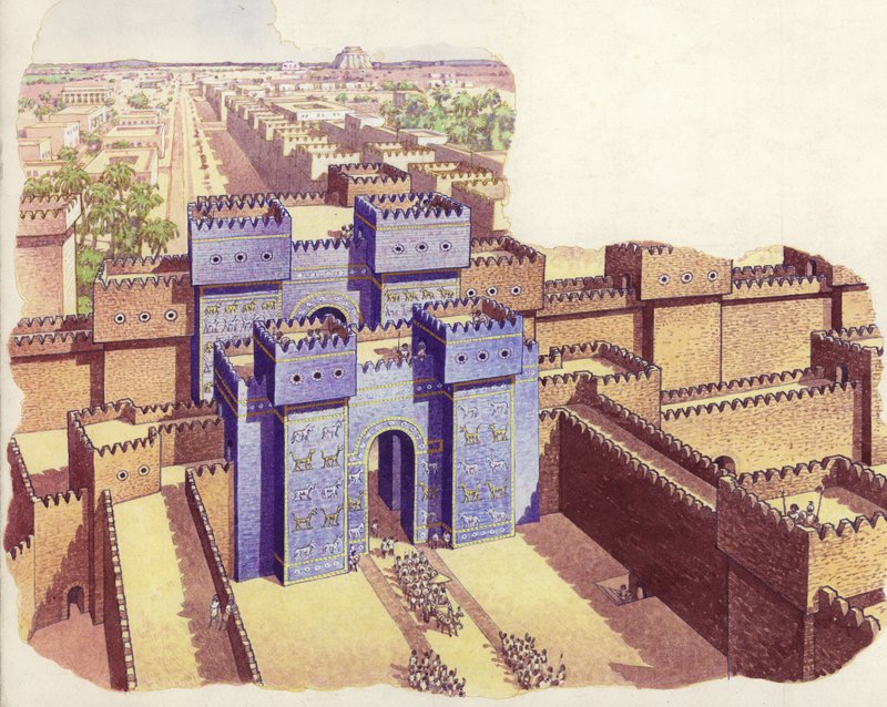 La porta di Ishtar a Babilonia (gouache su carta) da Pat (1907 95) Nicolle