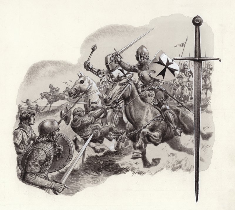 I cavalieri teutonici (gouache su carta) da Pat (1907-95) Nicolle